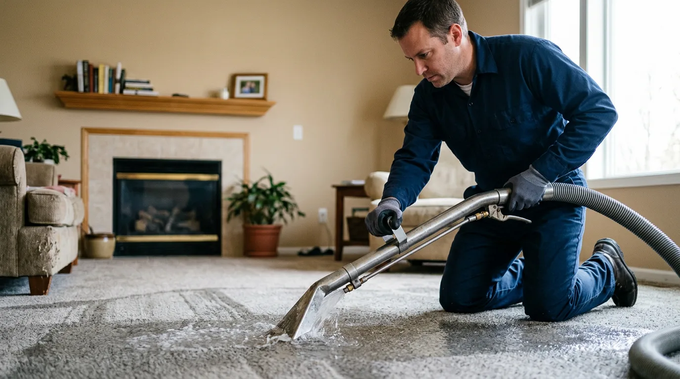 Water damage restoration technician working near Stevenson, MD